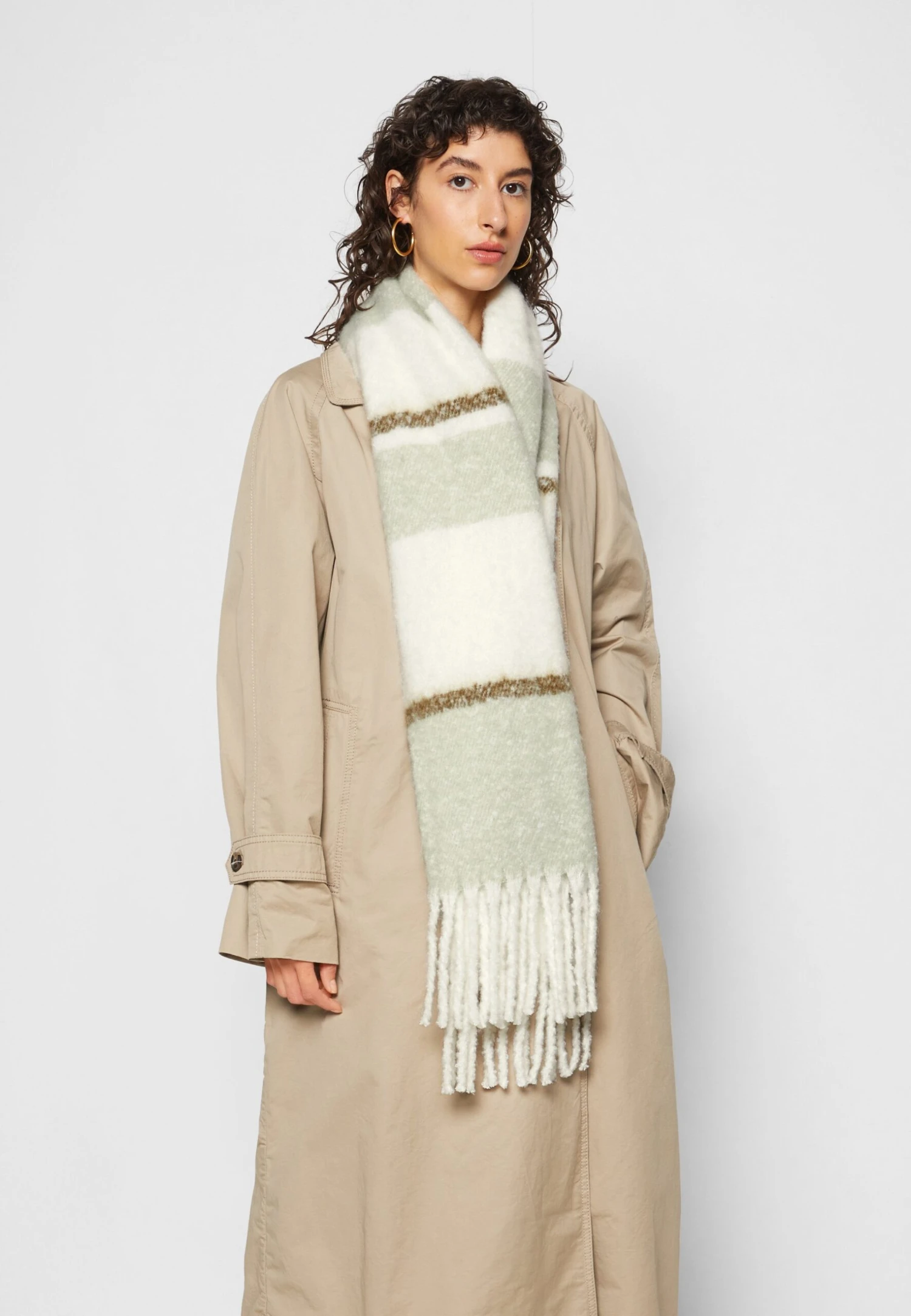 Even&Odd Sjaal - Green/White - Afbeelding 3