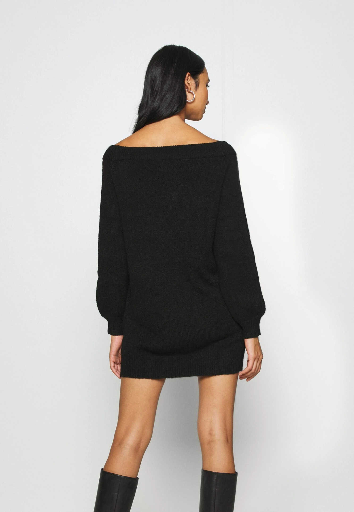 Even&Odd Schulterfrei Mini Strickkleid - Gebreide Jurk - Black - Afbeelding 3