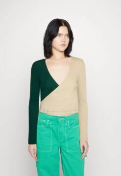 Even&Odd Longsleeve - Beige/Dark Green