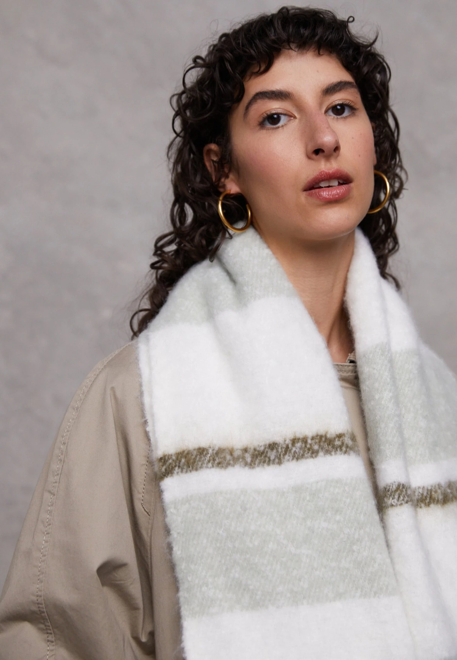 Even&Odd Sjaal - Green/White - Afbeelding 4