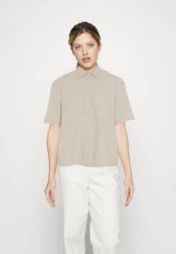 Even&Odd Linen-Mix Button Down Blouse - Overhemdblouse - Beige