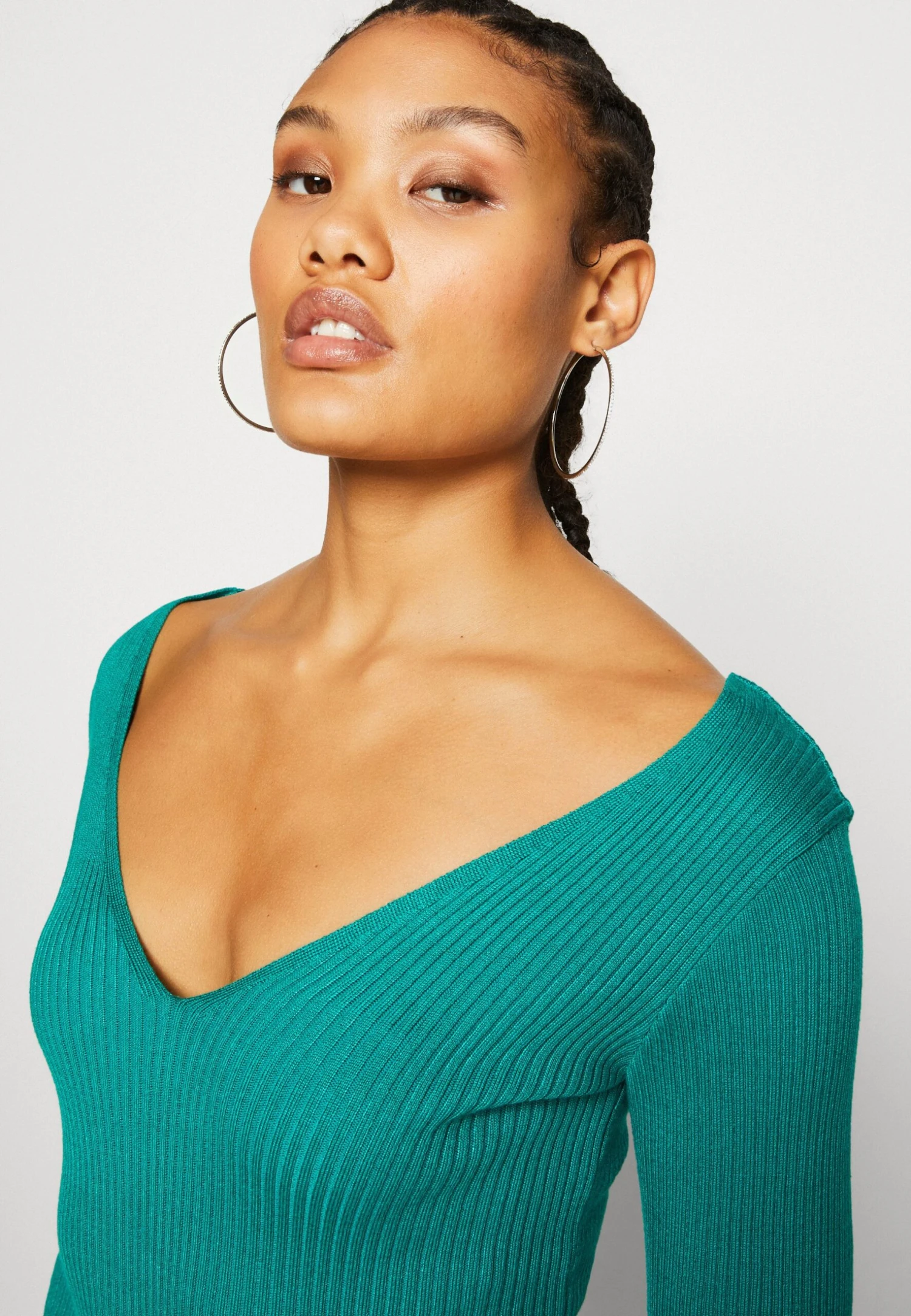 Even&Odd V Ausschnitt Midi Bodycon Strickkleid - Etui-Jurk - Green - Afbeelding 6