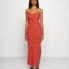 Even&Odd Midi Fake Bodycon Dress - Maxi-Jurk - Orange/Pink/Black