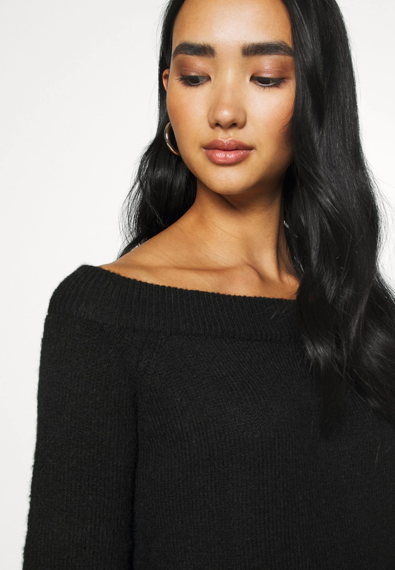 Even&Odd Schulterfrei Mini Strickkleid - Gebreide Jurk - Black - Afbeelding 6