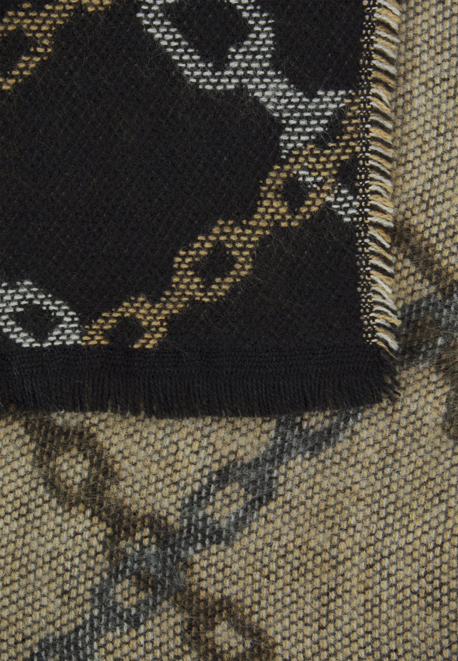 Even&Odd Sjaal - Black/Camel/Off-White